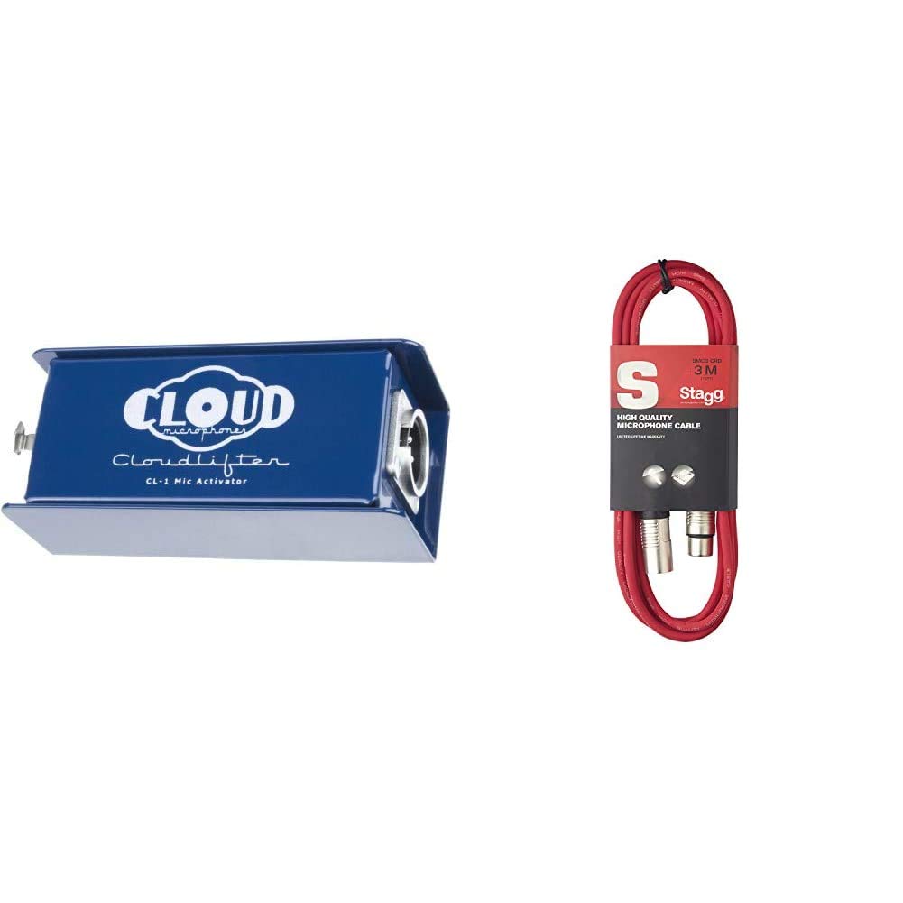 Cloud Microphones, Cloudlifter, CL-1, Microphone Amplifier & Stagg SMC3 CRD 3 m XLR to XLR Microphone Cable - Red
