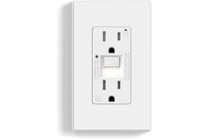 ELEGRP GFCI Outlet w/Nightlight, 15 Amp Self-Test GFI Electrical Outlet, Thinner Design, Tamper Resistant GFCI Receptacle, Ground Fault Receptacle w/Wall Plate, UL Listed, Matte White, 1 Pack