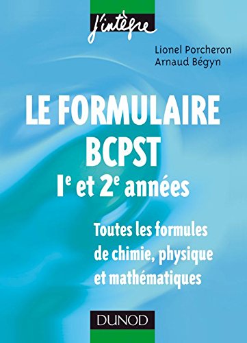 Le  formulaire BCPST, 1re et 2e années