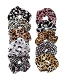 GOVEA Hair Scrunchies | Pack of 10 Velvet scrunchies for hair with FREE Organizer bag | Modern fashion hair accessories for women or girls | Ten different designs of hair ties.