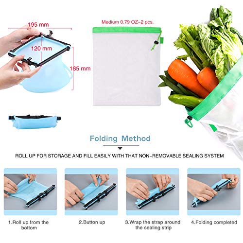 Reusable Silicone Food Storage Bag, 2 Pack Upgrade Leak Proof Silicone Food Bags, BPA Free Reusable Food Preservation Bag, Seal Bags Cooking Bag for Freeze Microwave Fruits Vegetables Meat Milk