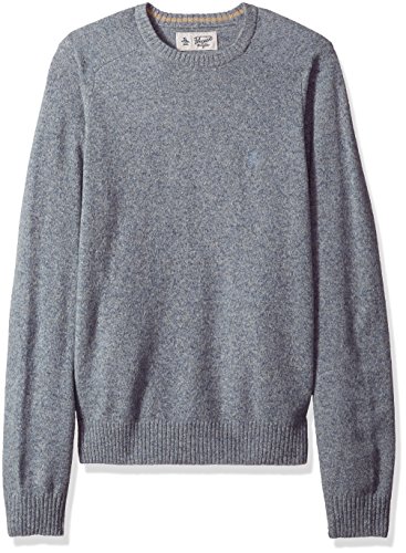 Original Penguin Men's Solid Lambswool Crew Sweater, Faded Denim, Small