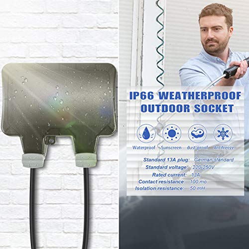 IP66 Aussensteckdose Unterputz,IP66 Steckdose Garten Wasserdicht,Außensteckdose Wandsteckdose,IP66 Aussensteckdose… – Bild 5