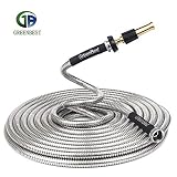 Greenbest Lightweight 304 Stainless Steel Garden Hose w/Aluminium Alloy Nozzle, Watering Your Flowers with no Kinks. Dog chew Resistant. 25, 50, 75 and 100 ft (75FT)