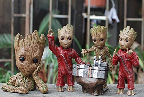 6" Kawaii Polyresin Flowerpot Tree Baby Groot Succulent Planter Cute Green Plants Flower Pot with Hole Pen Pot Best Gifts For Kids Pinsjar - Thumbnail 6