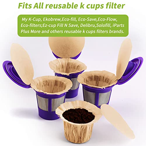 Unbleached K cup Disposable Paper Filters with Lid for Keurig Reusable