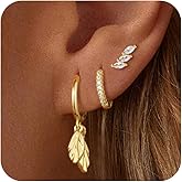 Nancomy Small Gold Hoop Earrings for Women Set Trendy 14K Gold Plated Hypoallergenic Lightweight Dangle Huggie Hoop Stud Earrings for Women Jewelry Gift