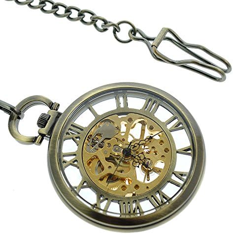FashionWe New Antique Roma Number Transparent Hand Wind Mechanical Pocket Watch Nice Gift HB163