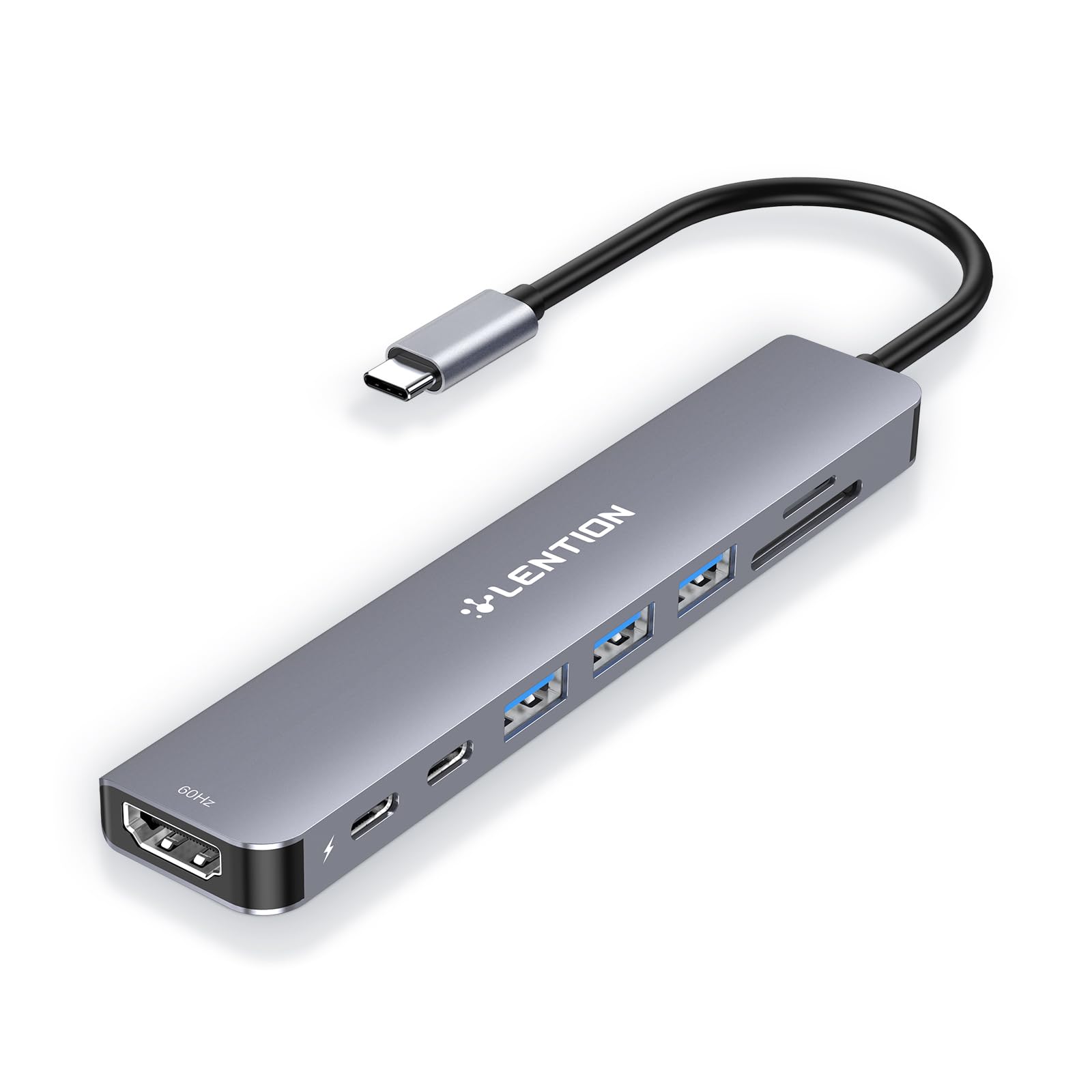 LENTION USB C Hub mit 4K60Hz HDMI, 100W PD, SD/TF Kartenleser, Typ-C Datei, USB 3,0 Adapter auf USB-C, für 2025-2016 MacBook Pro, Neues Mac Air, iPhone 17/16/15 Plus Pro Max, Thunderbolt 3/4