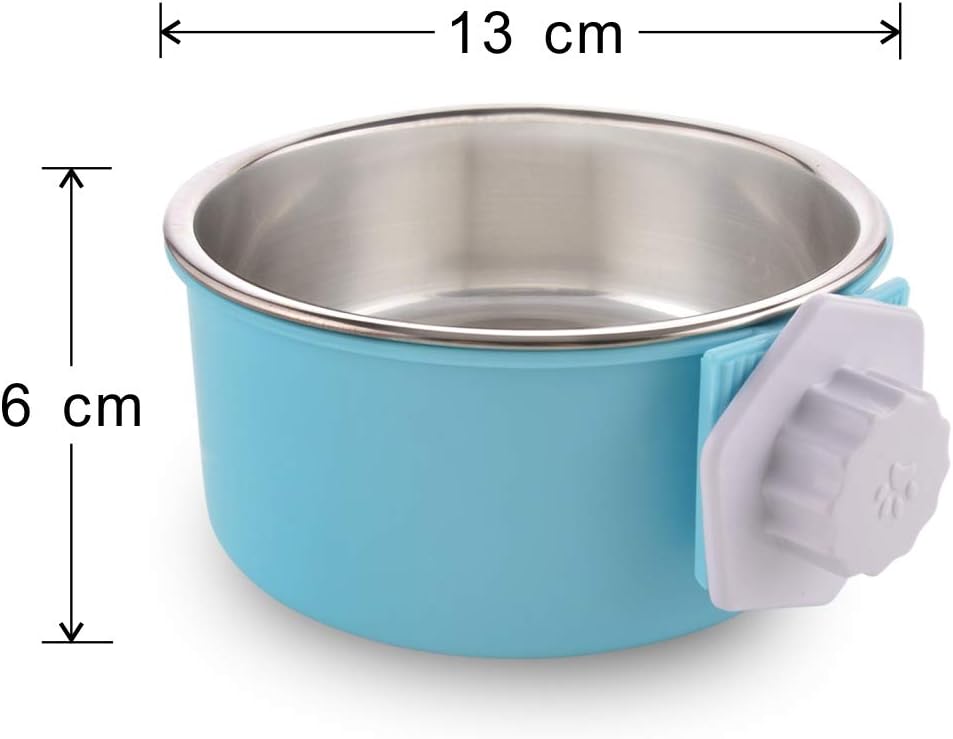 MOACC Crate Dog Bowl, Removable Stainless Steel Hanging Pet Cage Bowl Food & Water Feeder Coop Cup for Cat Puppy, Birds, Rats - Image 3