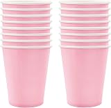 POPOYU 16Pcs Pink Party Cups Plates Set 9 oz Disposable Tableware Kids Party view 1