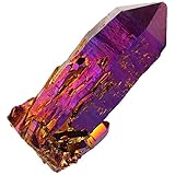 rockcloud Natural Titanium Coated Purple/Gold Flame Aura Raw Crystal Quartz Point Cluster Geode Druzy Gemstone Specimen Bar Shape