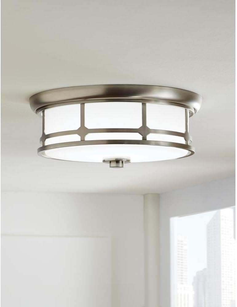 Home Decorators Collection 14 in. Brushed Nickel LED Flushmount