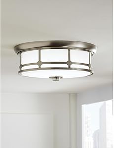 Home Decorators Collection 14 in. Brushed Nickel LED Flushmount