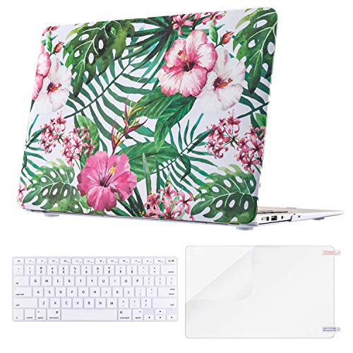 MacBook Air 13 Inch Case, TeenGrow Rubberized Plastic Protective Hard Laptop Case Shell Set for Mac Air 13" (Model: A1369/A1466) (Tropical Flower) - Thumbnail 6