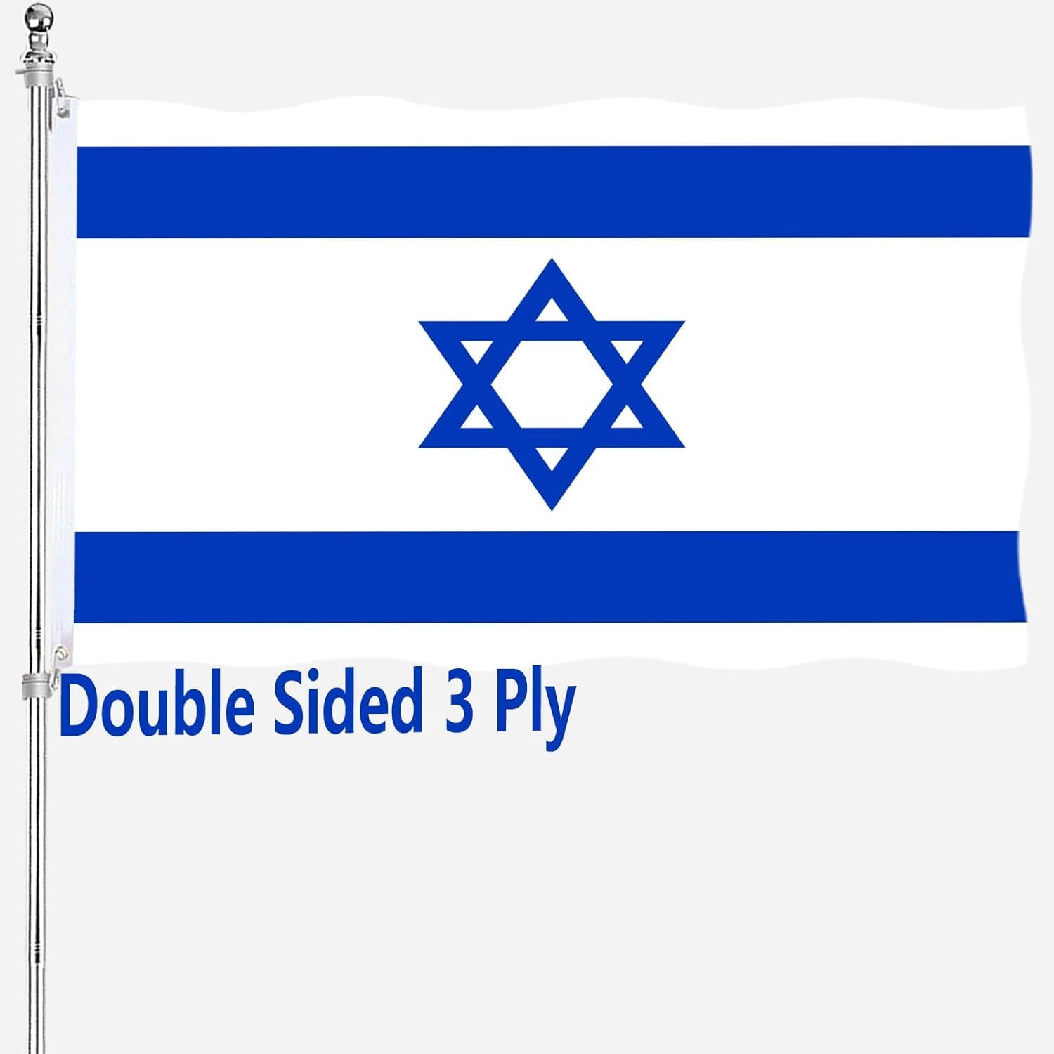Flags - Israel Flag 2x3 Israeli Flags Double Sided for Outdoors National Flag 3 Ply 200D Heavy Duty Polyester and Durable Canvas Header Flag of Israel
