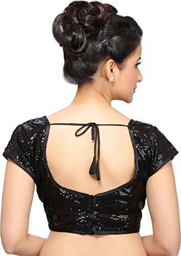 chunri black half sleeves sequin party wear blouse