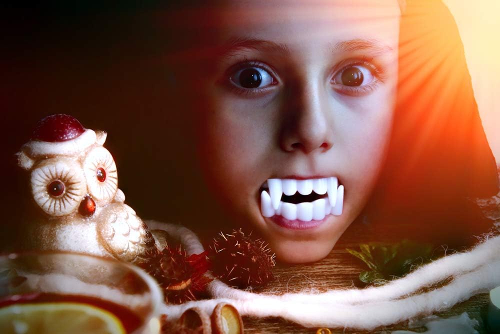 Neliblu 24 White Vampire Fangs, Plastic Teeth, Costume Accessory Halloween Party Favors: Toys & Games