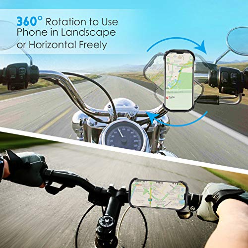 Detachable Bike Phone Mount, 360° Rotatable Bicycle & Motorcycle Handlebar Cell Phone Holder Universal fit for iPhone Xs Max XR X 6S 6 7 8 Plus, Galaxy S9 S10 S10e Note 9, Other 4-6.5" Phones Cycling