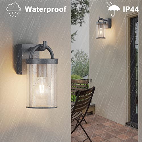 Klighten Outdoor Wall Lamp E27, Vintage Industrial Wall Light, Anthracite, Outdoor Wall Lights, Wall Lamp for Porch Garden, 40W Max, IP44, Not Included Bulb