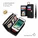 Petocase for iPhone SE 2020/iPhone 8 / iPhone 7 Wallet Case, Multi-Function Zipper Purse Detachable Magnetic Back Cover Wristlets 13 Card Slots & 4 Cash Pocket for Apple iPhone 8/7/6s/6 (Black)