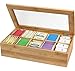 Estilo Tea Box Organizer, Premium Bamboo Tea Bag Storage Box with 10 Compartments, Storage Bin for Kitchen Cabinets, Countertops, Pantry