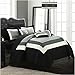 Queen Size 10 Piece Luxury Bedding Comforter Set in Black / Gray / White Color Block Design
