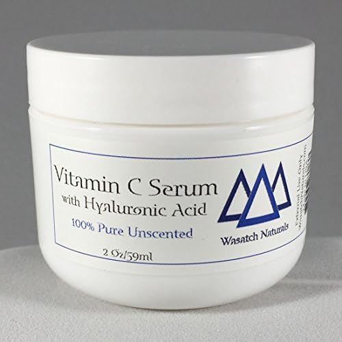 Vitamin C Serum with Hyaluronic Acid 2 Oz Pure and Unscented (Wasatch Naturals Brand)