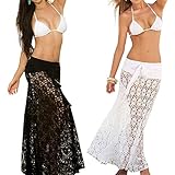 Moxeay Women Bikini Swimwear Cover up Mesh Hollow Out Lace Crochet Dress