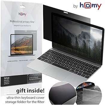 Homy Privacy Screen for MacBook 12 inch, Matte Filter Protect Your Eyes Against Blue Light. Bonus: Keyboard Cover Ultra-Thin TPU and Folder Storage for Protector When Not in Use. Compatible A1534