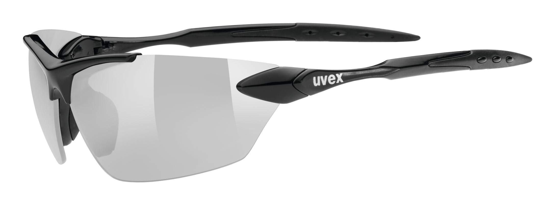 uvex Sportstyle 203 - Sports Sunglasses for Men and Women - Mirrored Lenses - Comfortable & Non-Slip - Black/Silver - One Size