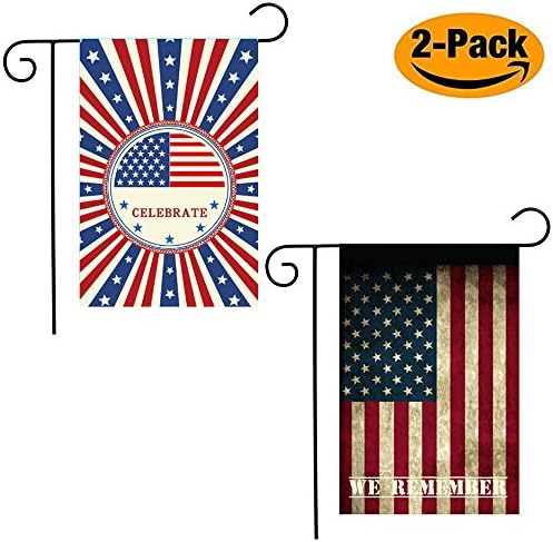 Shmbada American July Fourth Flag, Yard USA Garden Flag, Outdoor Lawn Background Decoration Flag for Memorial Day and USA Independence Day Set, 12 x 18 Inches 2 Pack