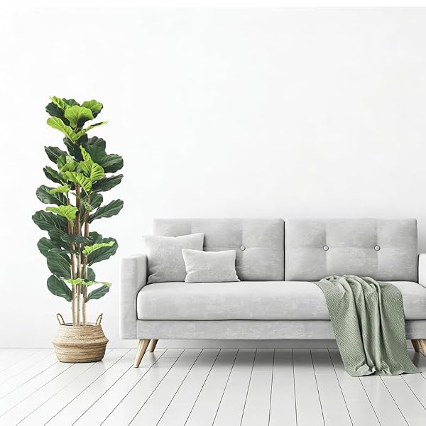 ARTIFICIAL FIDDLE LEAF FIG TREE 5FT – FIG TREE ARTIFICIAL,FAUX FIDDLE LEAF FIG TREE WITH REALISTIC RESIN TRUNK & STABLE PLANTER, ARTIFICIAL FIG TREE PLANT FOR HOME OFFICE DECOR, ARTIFICIAL FICUS TREE