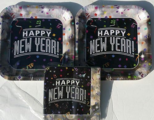 Happy New Year Party Plates (16) Napkins (16)