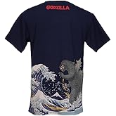Godzilla T-Shirt Thirty-six Views of Mt. Fuji Hokusai White
