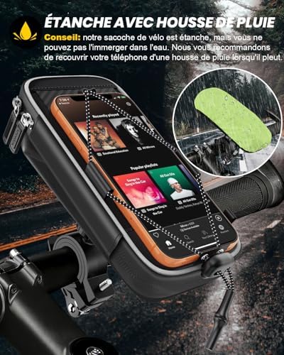 Support Telephone Velo Moto avec Sacoches pour Smartphone de 5,5″–7″