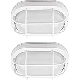 YoonLIT 8.5 inch Outdoor Oval LED Bulkhead Light Fixture, Wall or Ceiling Flush Mount Waterproof, for Porch, Basement, Hallwa