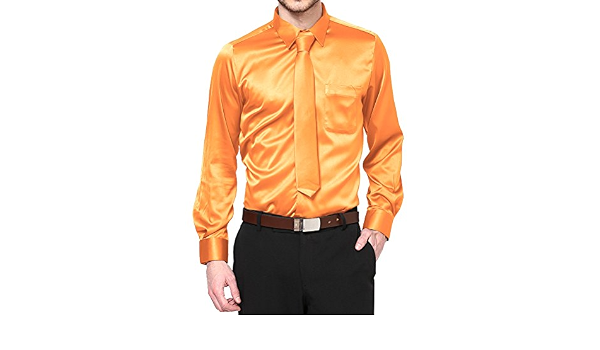 Daniel Ellissa Orange Satin Dress Shirt 