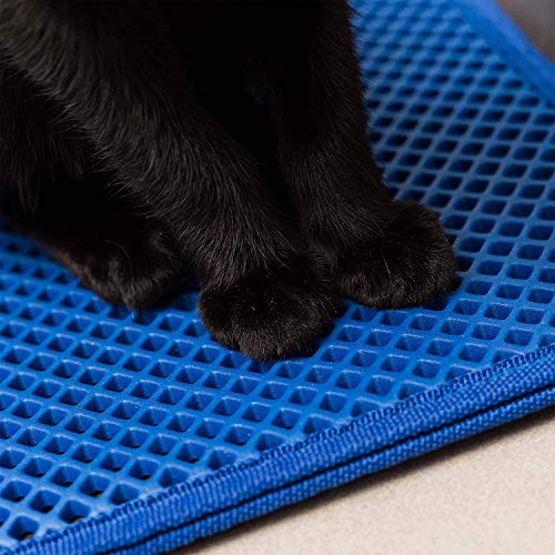Easyology Cat Litter Mat for Large Litter Box - Patented Woven Fibers Trap 37% More - Waterproof Rubber Bottomed Litter Box Mat - Litter Trapper/Catcher Pad for Sensitive Paws