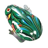 Vintage Metal Wind-up Jumping Frog Clockwork Tin Toys Classic Gift
