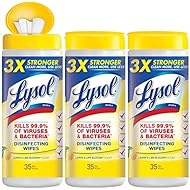 Lysol Disinfecting Wipes Value Pack, Lemon and Lime Blossom, 35 Count Canister, Pack of 3,Packaging May Vary