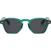 WHHJM Unisex Vintage Retro Round Style Tinted Sunglasses for Men Women Fashion Sun Glasses UV400 Protection (Green/Grey Lens)
