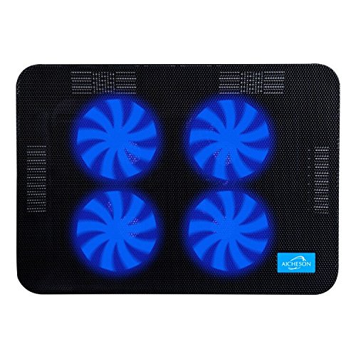 AICHESON Laptop Cooler, 4 Quiet Laptop Cooling Fan 2 USB Ports Lap Desk Air Cooling Pad with LED Light Notebook Cooler Stand for Hp Dell Lenovo Sony Alienware Asus Acer Toshaba 10"-15.6" PC