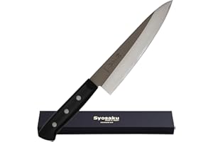 Syosaku Japanese Best Sharp Kitchen Chef Knife Molybdenum Vanadium Clad Stainless Steel w/o Bolster, Gyuto 7-inch (180mm) Dis