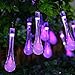 Qedertek Solar String Lights, 19.2 Ft 8 Modes 30 Water Drop LED, Solar Lights for Garden, Fence, Patio, Party and Holiday (Purple)