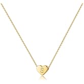 Turandoss Heart Initial Necklaces for Women Girls - 14K Gold Plated Heart Pendant Letter Alphabet Necklace Letter Initial Necklace Gifts for Girls Teens