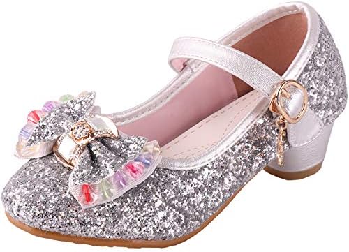 Girls Princess Cosplay Party Shoes Glitter Mary Jane Dress Shoes Low Heeled