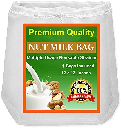 Nut Milk Bag, Upgraded Almond Milk Bag, One of the Best Food Strainer, No Harmful Chemical, Multiple Usage and Reusable with Strong Fine Mesh Nylon Cheesecloth, a Perfect Choice for Almond Mil