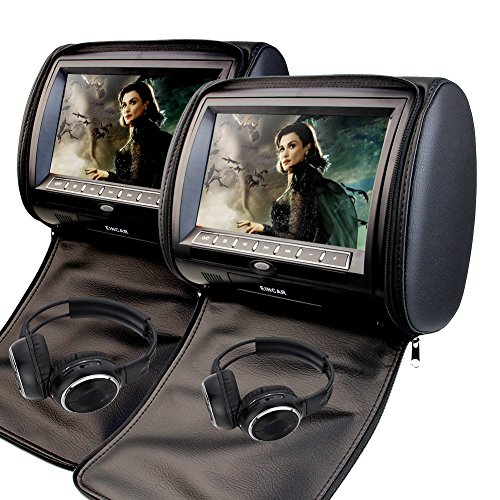 9 Inch Car Headrest Video Player Dual Screen DVD Player Support USB/SD/IR/FM Transmitter/32 Bit Games+Free 2 PCS IR Headphones+Wireless Remote Control