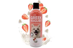Bark2Basics Strawberries & Cream Greek Yogurt Protein Rich Dog Shampoo, 16 oz - Natural Ingredients, Protein Rich, Super Moisturizing and Hydrating, Repairs Damaged Dry Itchy Hair
